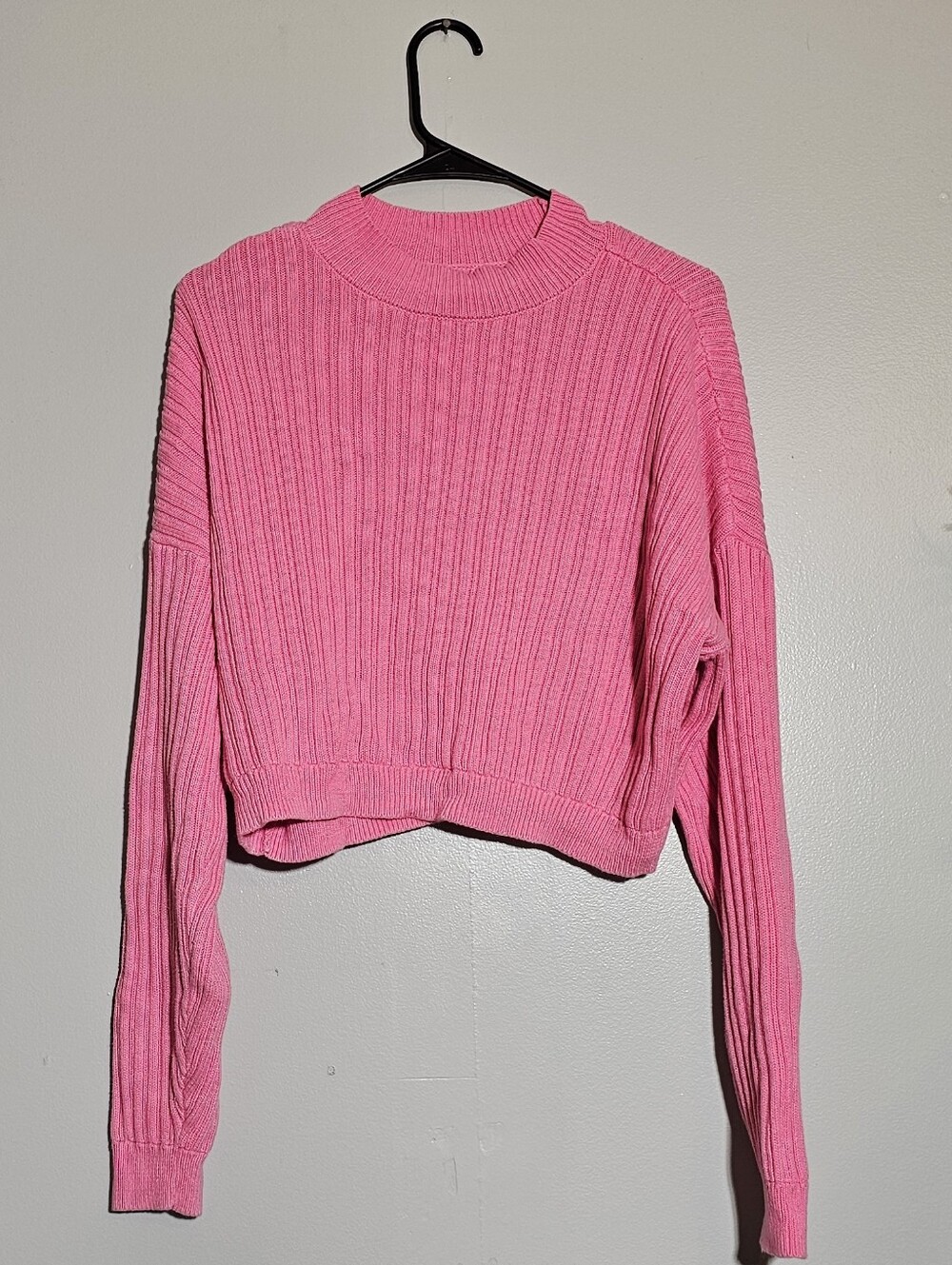 Women’s Pink Ribbed Cropped Sweater Top